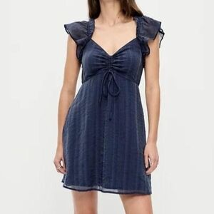 Old Navy Blue Mini Dress with Ruffle Sleeves